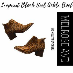 Melrose Ave Leopard Print Chunky Block Heel Ankle Boot
